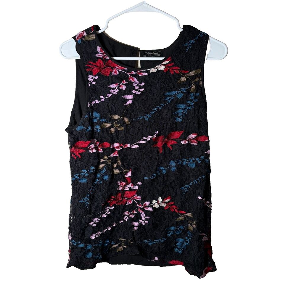 Lucky Brand Tank Top Women's Medium Lace Floral Colorful Sleeveless Lined Casual